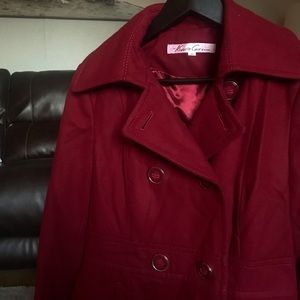 Red Kenneth Cole Peacoat Size 8